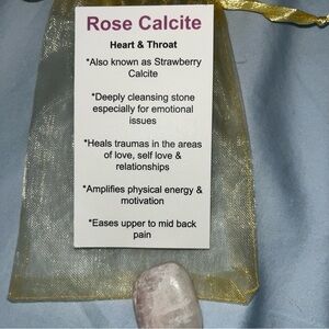 Rose Calcite Healing Stone with Gold Pouch